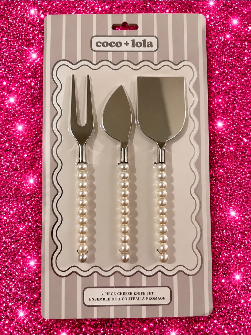 Pearl-Handle 3-Piece Cheese Knife Set — White